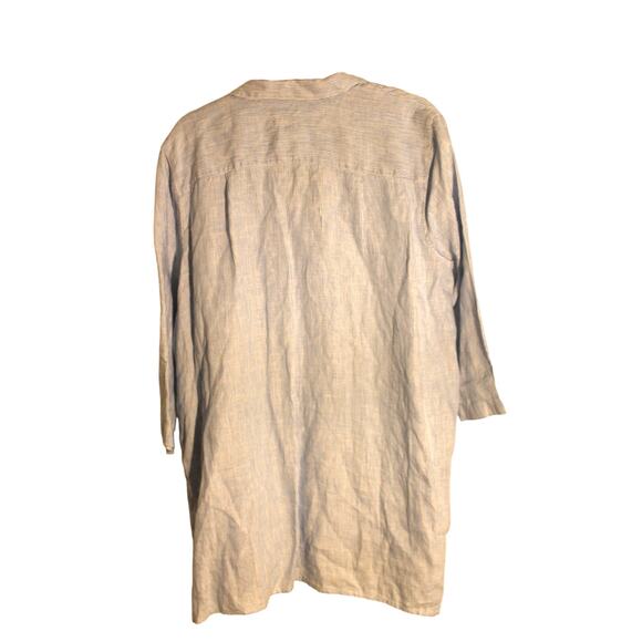 J. Jill Love Linen Blue and White Striped 3/4 Sleeve Tunic Blouse sz L - Picture 2 of 3